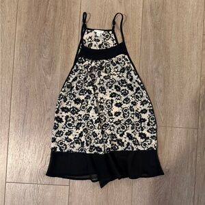 En Creme Black and Cream Floral Tank Top